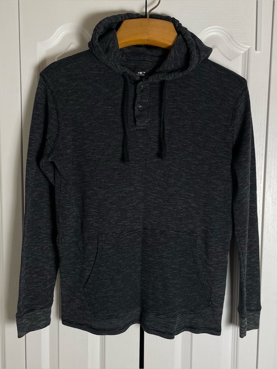 O'Neill Other - O'Neill Hoodie Shirt Men’s M Black Thermal Waffle Knit Pullover Kangaroo Pocket